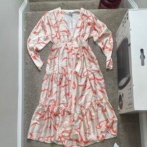 ASOS Cream Maxi Dress with Coral Print